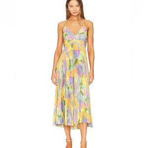 ASTR the Label Blythe Dress in Yellow and Lilac Abstract